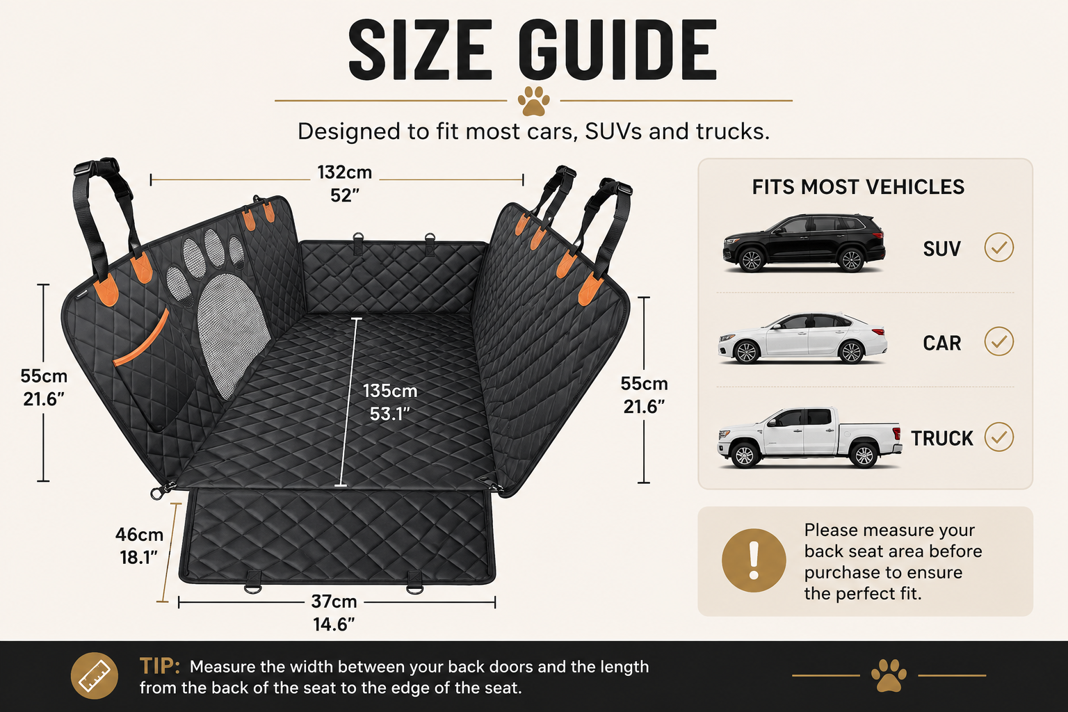 Furmont Waterproof Dog Car Seat Cover with Mesh Window