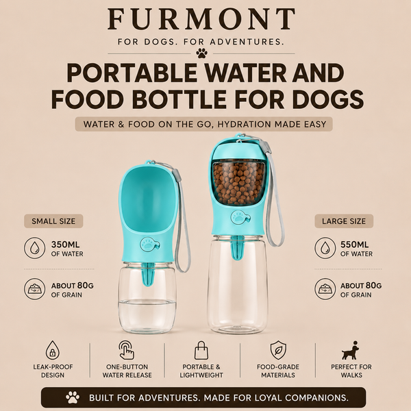 Travel Dog Water Bottle & Food Dispenser