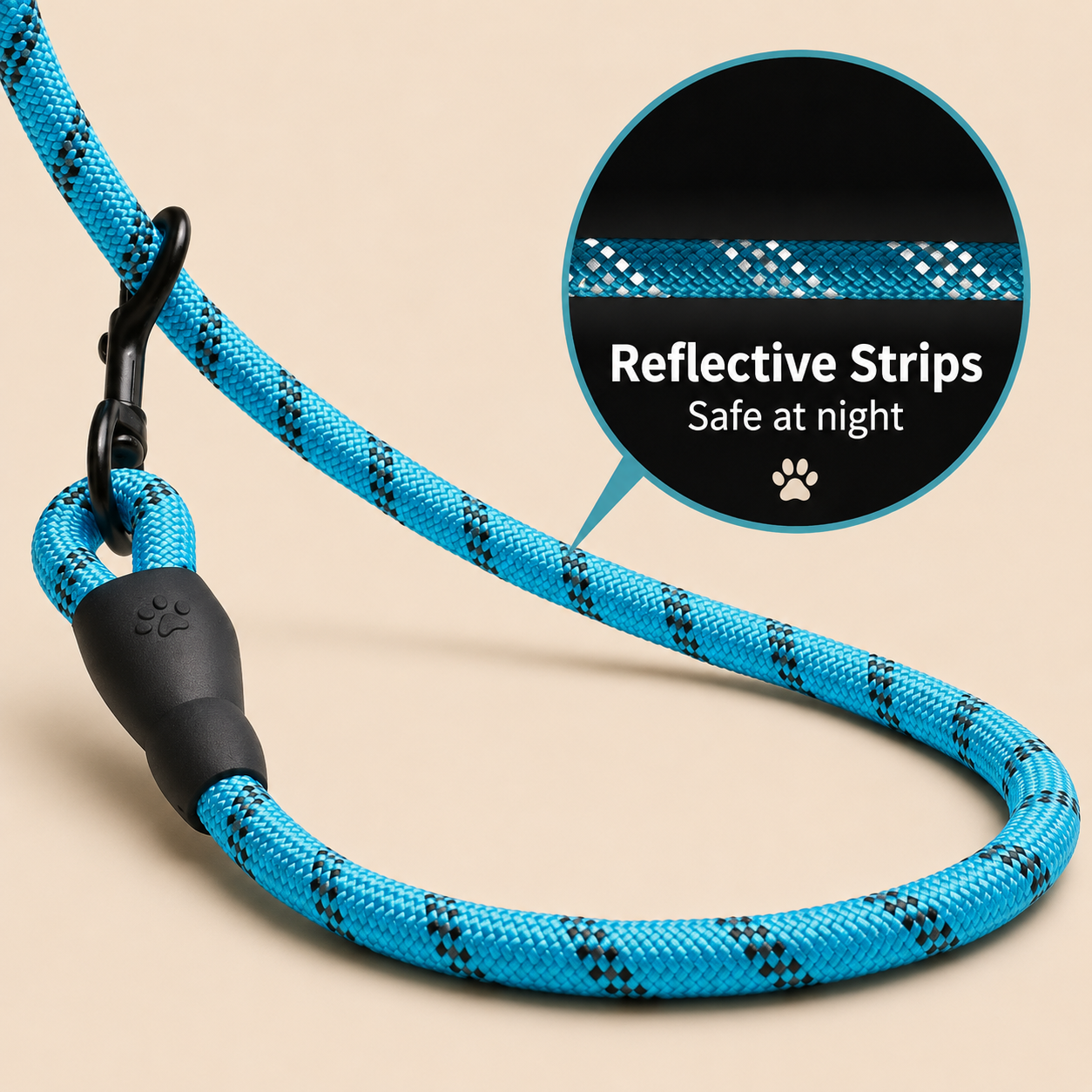 Furmont Reflective Rope Dog Lead | Padded Handle & Heavy Duty Clip
