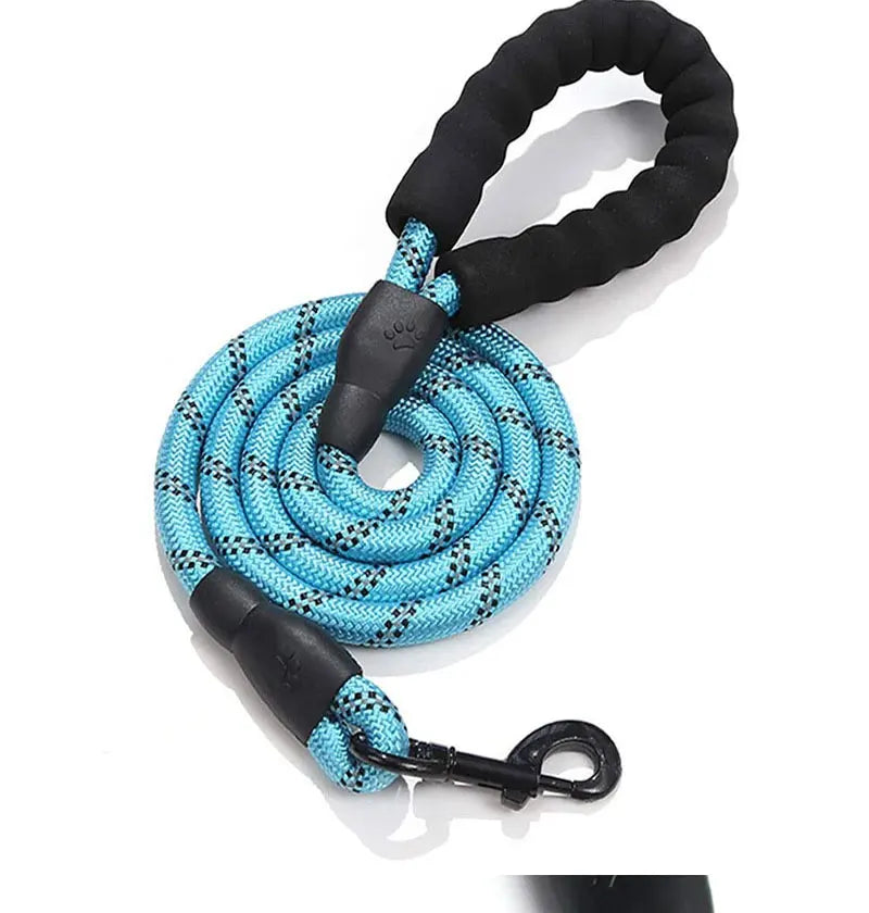 Blue durable pet leash with padded handle and metal clip, Furmont dog accessory
