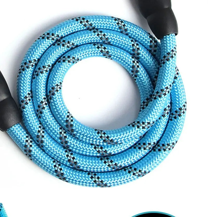 Blue braided dog leash with black accents, Furmont pet accessory on white background