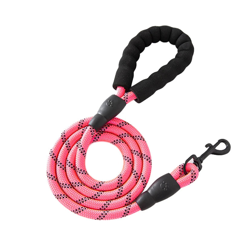 Pink rope dog leash with padded handle and clip, Furmont pet accessory