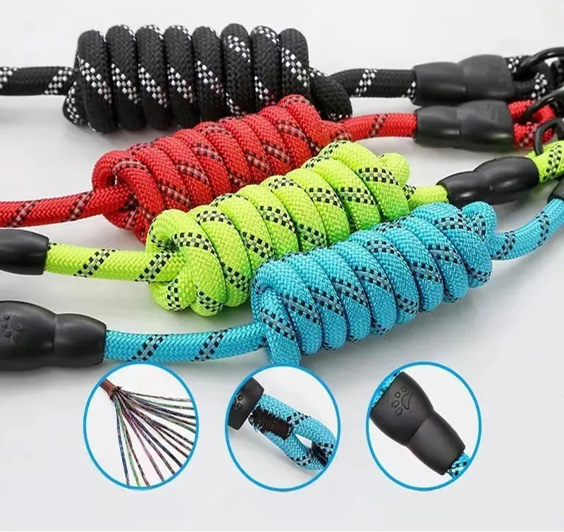 Colorful braided dog leashes with reinforced ends, Furmont pet accessories on white background.