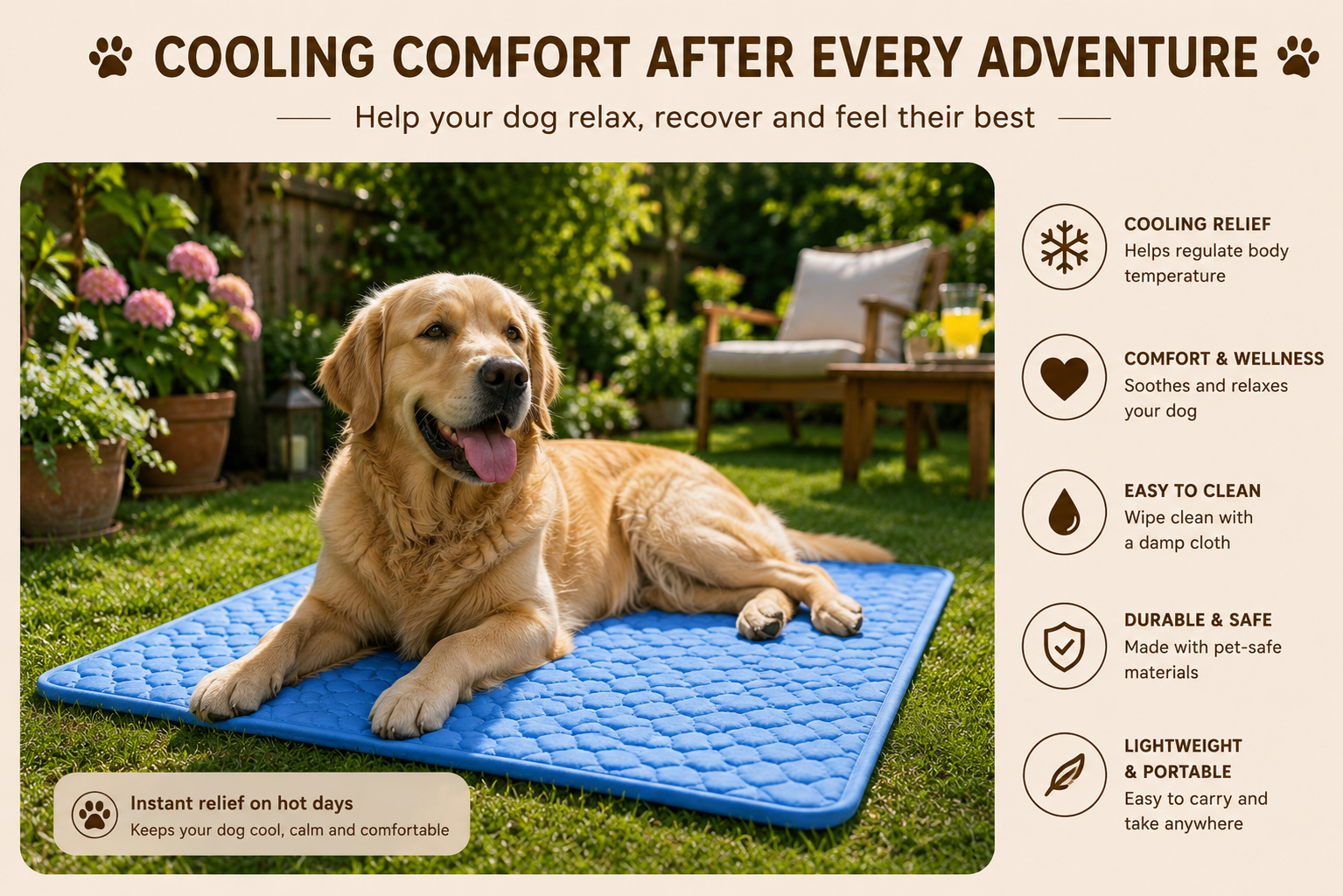 🐾 Furmont Premium Cooling Mat for Dogs lightweight and portable