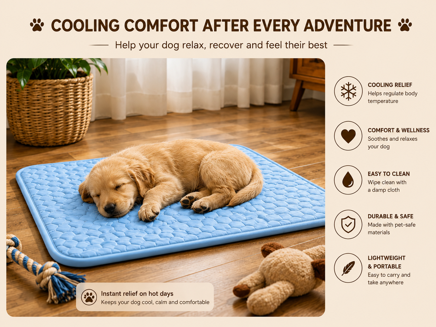 🐾 Furmont Premium Cooling Mat for Dogs lightweight and portable